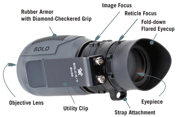 SOL-3608-RT Vortex SOLO® Tactical R/T 8x36 Monocular With Reticle Focus 8