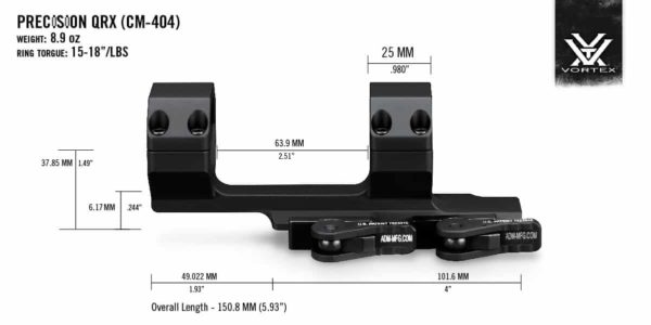 CM-404 Vortex Optics Precision QR Extended Cantilever 30mm Mount for AR-15 4