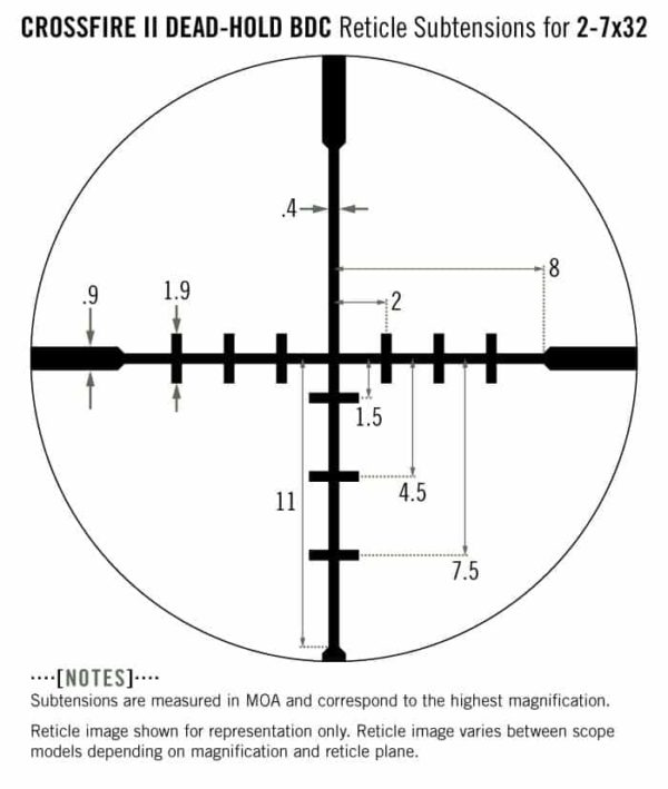 CF2-31003 Vortex Optics CROSSFIRE II 2-7X32 Rifle Scope with Dead-Hold BDC Reticle (MOA) 4