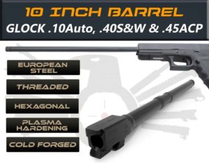 Gen 3 & 4 Glock 10" Barrels IGB Austria Match Grade Hexagonal 10" Threaded Bar...