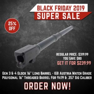Black Friday 2019 YRSinc - Gen 3 & 4 Glock 16 Long Barrel - IGB Austria Match Grade Polygonal 16 Threaded Barrel For 9x19 & .357 Sig Caliber(YRS) 3