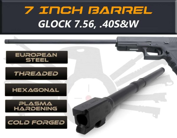 Gen 5 Glock 7.5" Barrels IGB Austria Match Grade Hexagonal Profile 7.5" Threaded Barrel For 7.65 And .40s&W