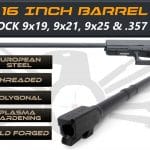 Glock Gen 5 Long Barrels 16" Made By IGB Austria - Match Grade Polygonal 16" Threaded Barrel For 9x19, 9x21, 9x25 And .357 Sig Caliber 1 IGB – New Product Main Photo – ZFI – 16 Inch Main Photo