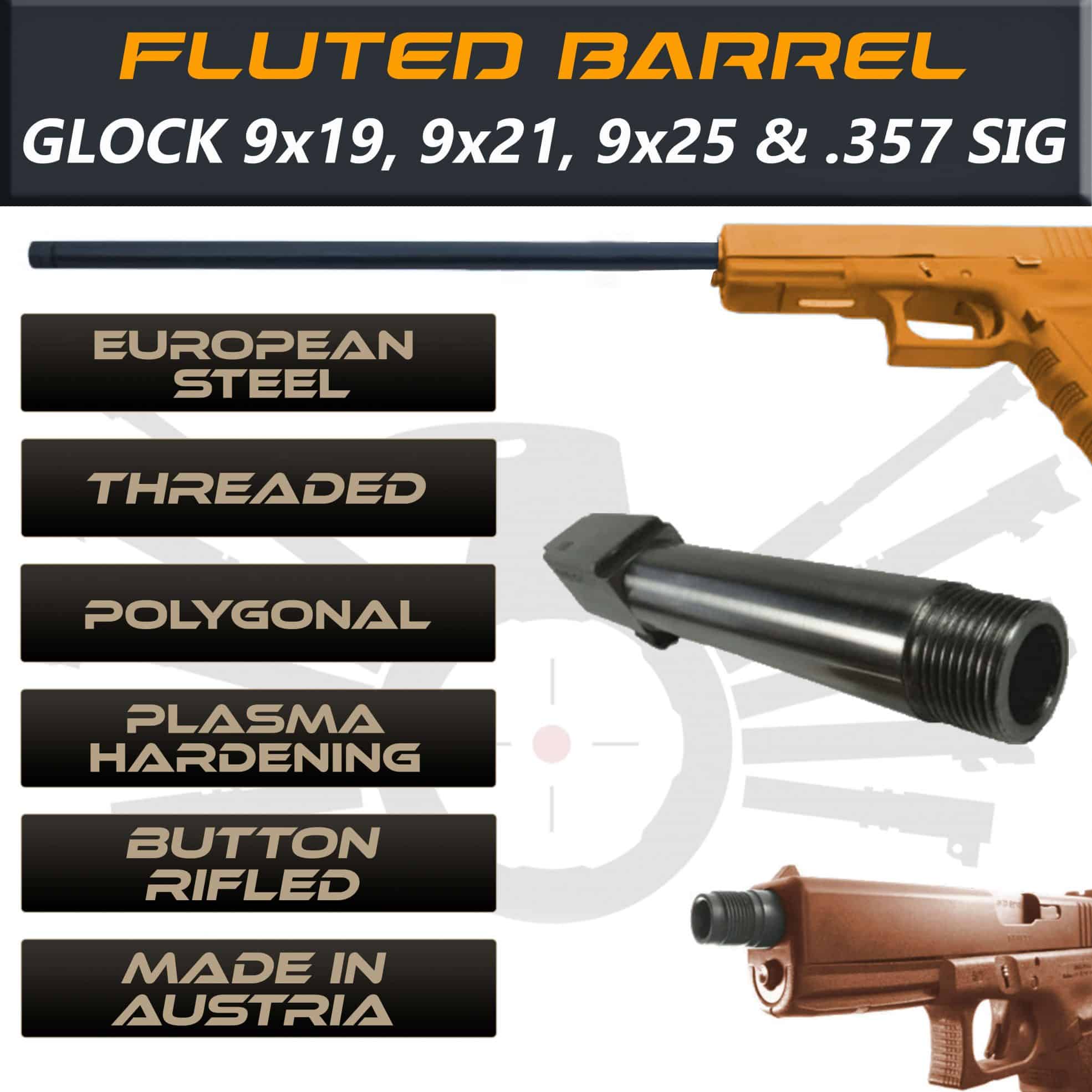 Glock Gen 5 Threaded & Fluted Barrel Standard Length Made By IGB Austria – Mat...