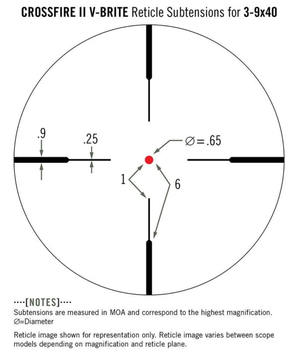 CF2-31025 Vortex Optics CROSSFIRE® II 3-9X40 V-Brite (MOA) Reticle | 1 inch Tube Riflescope 4