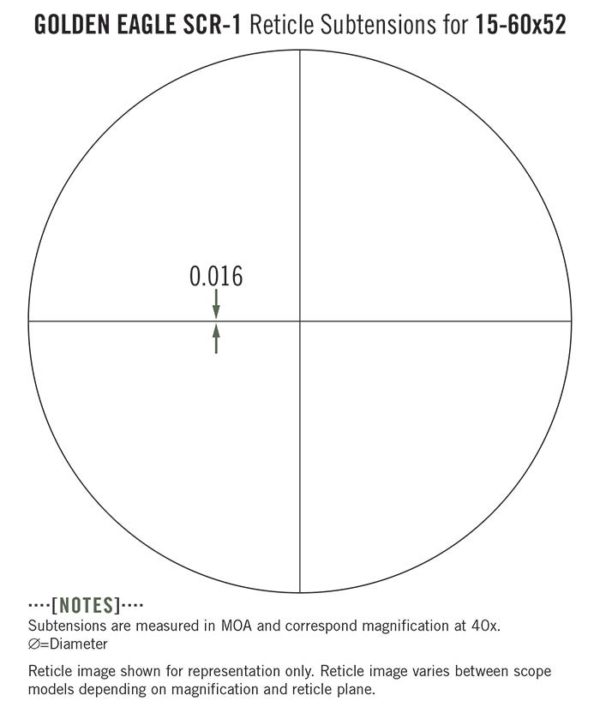 TCS-1501 Vortex Optics GOLDEN EAGLE® HD 15-60X52 - SCR-1 (MOA) Reticle | 30 mm Tube 6