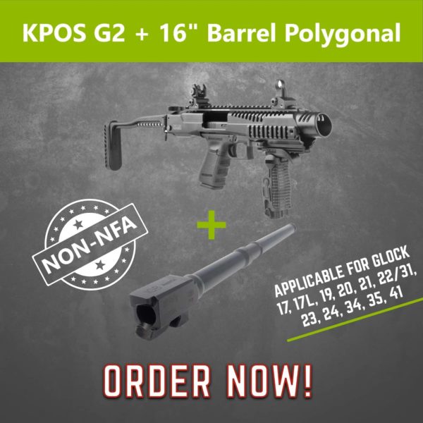 NON NFA KPOS G2 with IGB 16" Polygonal Barrel for Glock 17, 19, 22/31, 23/32, 34 & 35 1