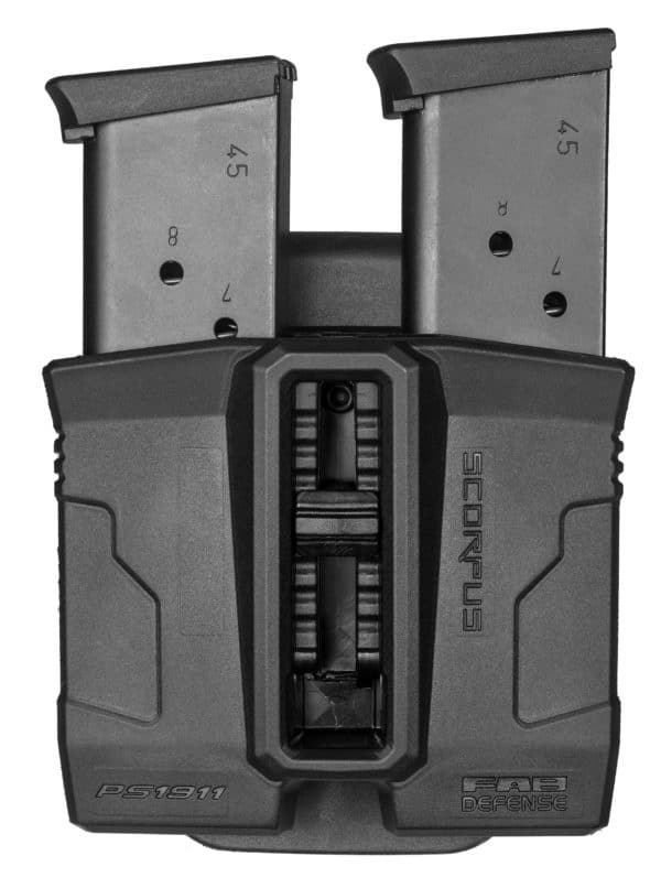 Fab Defense Double Magazine Pouch for .45 Single-Stack 1911 Steel Magazines (Paddle+Belt) - PS1911 2