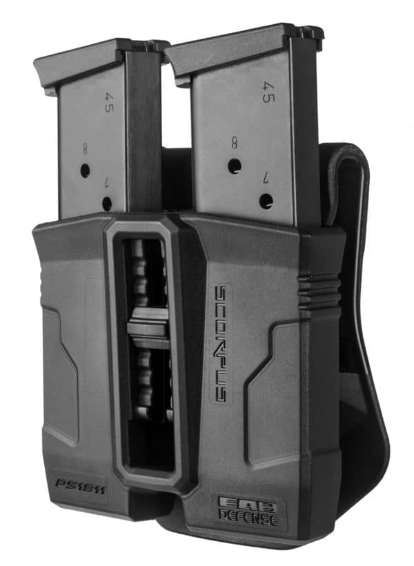 Fab Defense Double Magazine Pouch for .45 Single-Stack 1911 Steel Magazines (Paddle+Belt) - PS1911 1