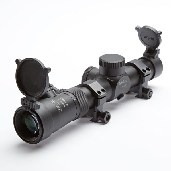 CMR4-556-R Hi-Lux Close to Medium Range 1X-4X Riflescope w/ 1MOA Center Dot & Red Illumination 7